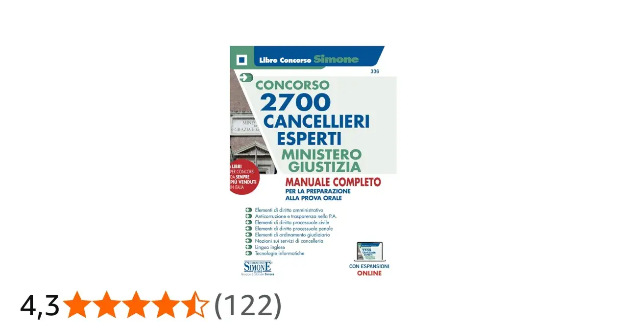 Manuale completo per il concorso cancellieri esperti al Ministero della Giustizia. Include espansioni online.