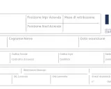 Schema per capire come leggere la busta paga, con campi per dati aziendali, personali e retributivi.
