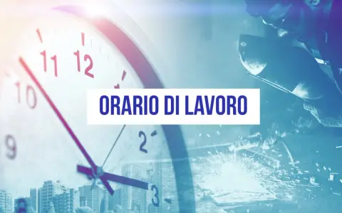 Orologio e operaio al lavoro, con testo "ORARIO DI LAVORO". Possibili motivazioni per cambio orario di lavoro.