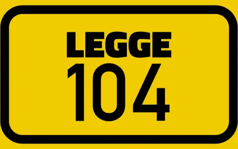 Cartello giallo con scritta "LEGGE 104". Indica le patologie che danno diritto alla 104 art 3 comma 3.