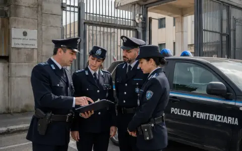 Agenti di polizia penitenziaria discutono un documento. Forse preparano il concorso 2026.