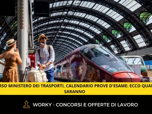 Coppia in stazione attende il treno, pronti per il concorso Ministero dei Trasporti.