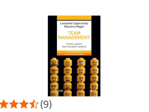 Copertina libro "Team Management" con faccine Lego, che simboleggiano la gestione di un team.