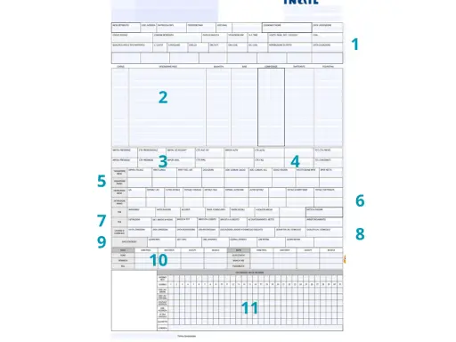 Busta paga con riquadri numerati. La sezione "Trattenute" (2) mostra dettagli su imposte e contributi, con riquadri per le trattenute fiscali (3) e altre trattenute (4).