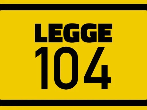 Cartello giallo con scritta "LEGGE 104". Indica le patologie che danno diritto alla 104 art 3 comma 3.