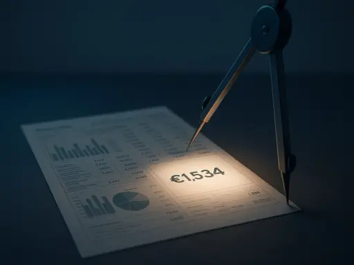 Compasso su foglio con grafici e la cifra €1.534 illuminata, simbolo di calcolo per la tassazione straordinari.