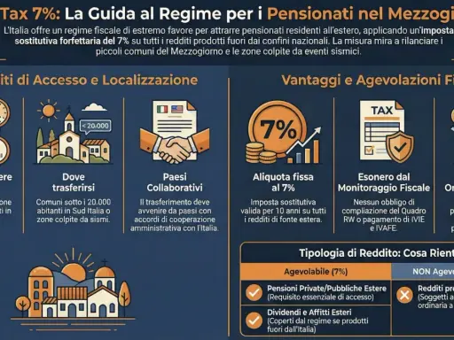 Guida alla Flat Tax 7% per pensionati esteri in Italia: agevolazioni per assunzione di un pensionato, requisiti, vantaggi e redditi inclusi.