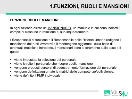Il mansionario aziendale definisce ruoli e compiti, guidando selezione, formazione e sviluppo del personale.