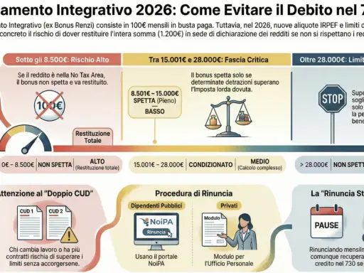 Evitare la rinuncia al trattamento integrativo: schematizza soglie di reddito, fasce critiche e procedure per non perdere il bonus.