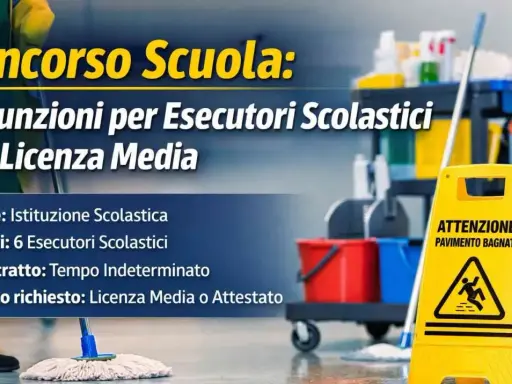 Concorso scuola: assunzioni per esecutori scolastici con licenza media. Annunci di lavoro nella Gazzetta Ufficiale.