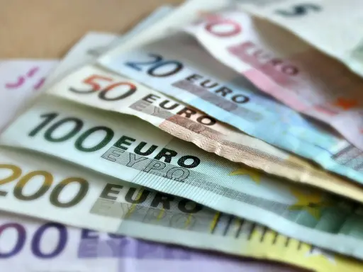 Banconote in euro di vario taglio, da 10 a 500 euro. Chissà quanto guadagna uno speaker radiofonico con questi soldi!