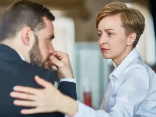 Donna consola uomo in lutto per il suocero. Richiesta permessi lutto suocero.