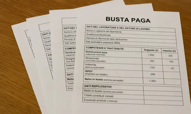 Buste paga in Italia: dettagli su competenze, trattenute e netto in busta. Le tasse sullo stipendio sono ben visibili.