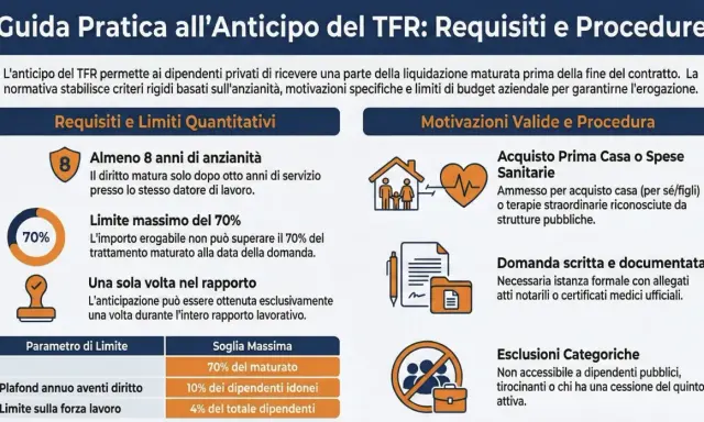 Guida pratica sull'anticipo TFR: requisiti, limiti e procedure. Scopri quando il **tfr quando non spetta** per dipendenti privati, con focus su anzianità, motivazioni e limiti.