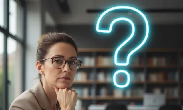 Donna pensierosa con un punto interrogativo luminoso sullo sfondo. Si prepara per il concorso Corte dei Conti?