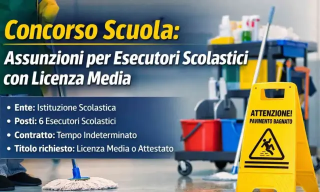 Concorso scuola: assunzioni per esecutori scolastici con licenza media. Annunci di lavoro nella Gazzetta Ufficiale.