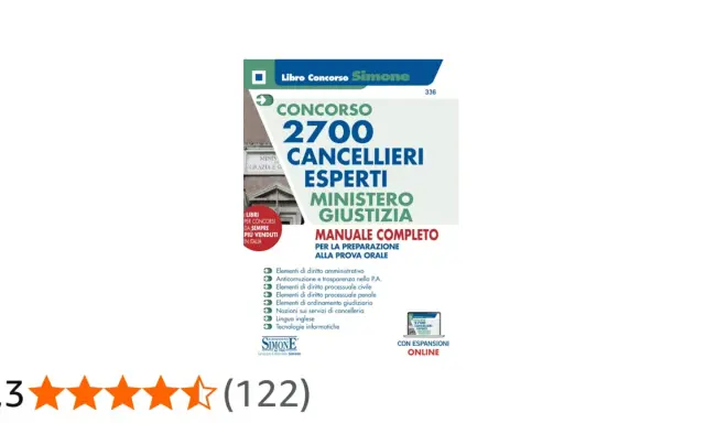 Manuale completo per il concorso cancellieri esperti al Ministero della Giustizia. Include espansioni online.