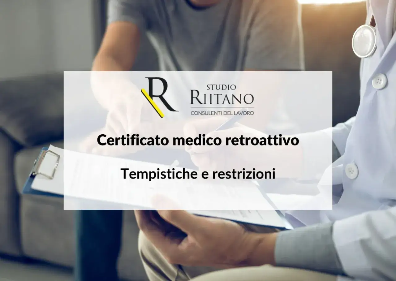 Medico che compila un certificato medico retroattivo, con indicazioni su tempistiche e restrizioni.