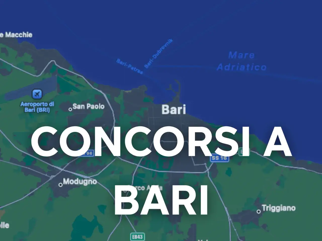 Mappa di Bari con testo sovrapposto